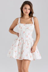 Sade-Rose Print Stretch Cotton Mini Dress