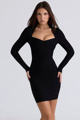 The Naomi-Black Long Sleeve Stretch Bandage Mini Dress