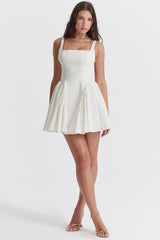 Florianne-Ivory Cotton Bow Mini Dress
