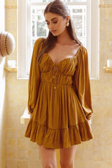 Vista Del Mar Tied Bust Mini Dress Tan