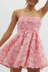 Mariela Floral Embellished Mini Dress Pink