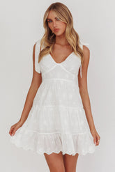 Ardent Tied Shoulder Mini Dress White