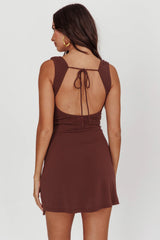 Giavanna Thigh Split Mini Dress Chocolate