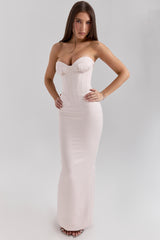 Valeria-Blush Satin Midi Dress