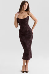 Larra-Bitter Chocolate Lace Corset Midi Dress & Bolero