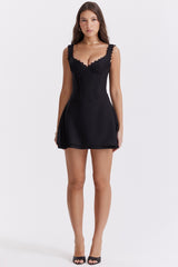 Tilly-Black Pin Tuck Mini Dress