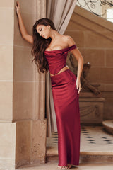 Sydel-Ruby Satin Bias Cut Maxi Skirt
