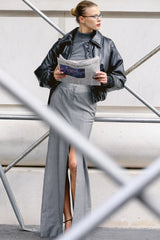 Sante-Black Vegan Leather Bomber Jacket