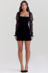 Syana-Black Velvet Mini Dress