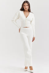 Vanna-Off White Cotton Knitted Trousers - SALE