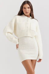 Salilah-Cream Chenille Blend Bomber Jacket - SALE