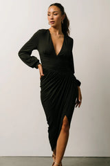 Torino Ruched Midi Dress | Black