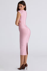 The Icon-Baby Pink Stretch Bandage Midi Dress