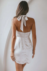 Stars Align Halterneck Satin Dress Champagne