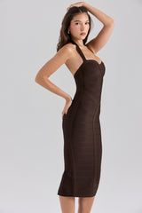 The Supermodel-Chocolat Halter Midi Bandage Dress