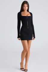 The Long Sleeve Balconette-Black Corset Top