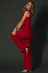 Tyra Ruffle Tank Jumpsuit | Burgundy