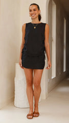 Calypso Linen Mini Skirt - Black