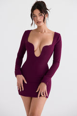 Marcella-Merlot Plunge Corset Dress