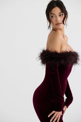 Salima-Black Cherry Velvet Jumpsuit