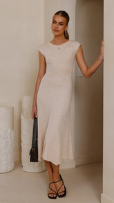 Seona Knit Midi Dress - Natural