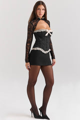 Perdita-Black Metallic Jacquard Corset & Bolero - SALE