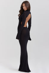 Sancha-Black Knit Maxi Dress