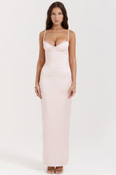 Stefania-Soft Peach Corset Maxi Dress