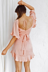 Hand In Mine Ruffle Hem Dress Peach