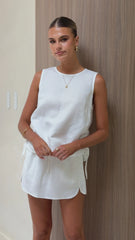 Calypso Linen Mini Skirt - White