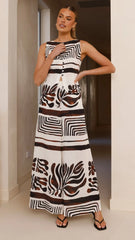 Briar Wide Leg Pants - Chocolate Abstract
