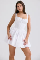 Natassia-White Cotton Mini Dress