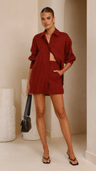 Charla Mini Skort - Burgundy