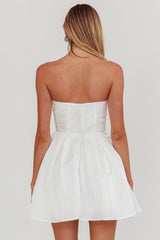 Loveless Strapless Flared Mini Dress Off White