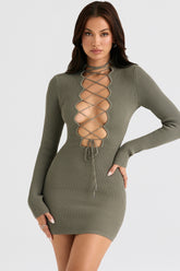 Jada-Artichoke Knit Lace Up Dress