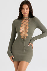 Jada-Artichoke Knit Lace Up Dress