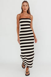 Gracey Cami Strap Maxi Dress Stripe Black