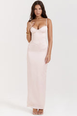 Stefania-Soft Peach Corset Maxi Dress