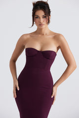 Lucia-Grape Strapless Corset Maxi Dress