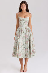 Samaria-Sage Floral Print Cotton Midi Dress