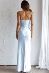 Azara Pintuck Bodice Maxi Dress Steel Blue