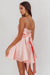 Athens Flared Bow Mini Dress Blush