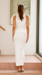 Gracie Knit Top and Skirt Set - White