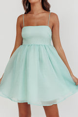Diaz Bow Back Babydoll Mini Dress Sage