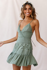 Bianca Fluted Hem Tie-Back Dress Olive