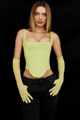 Rafa-Lime Satin Longline Corset