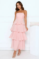 Wedding Adventure Strapless Maxi Dress Pink