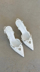 Huxly Heel - White Shine