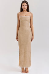 Calla-Seapearl Embellished Maxi Dress
