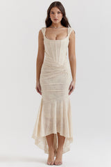 Cesca-Vintage Cream Floral Maxi Dress